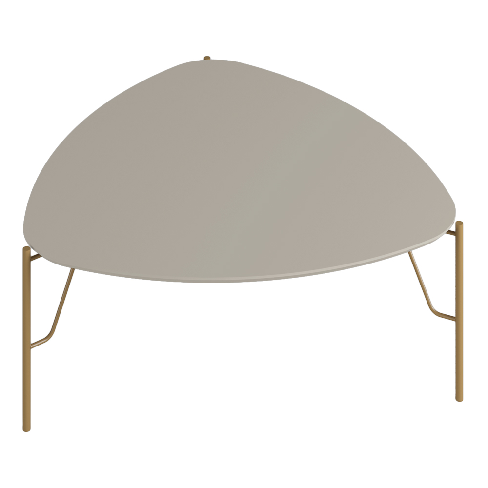 Mesa de Centro Para Sala de Estar Baixa Pés Industrial Dourado Alef I03 Grigio - Lyam Decor