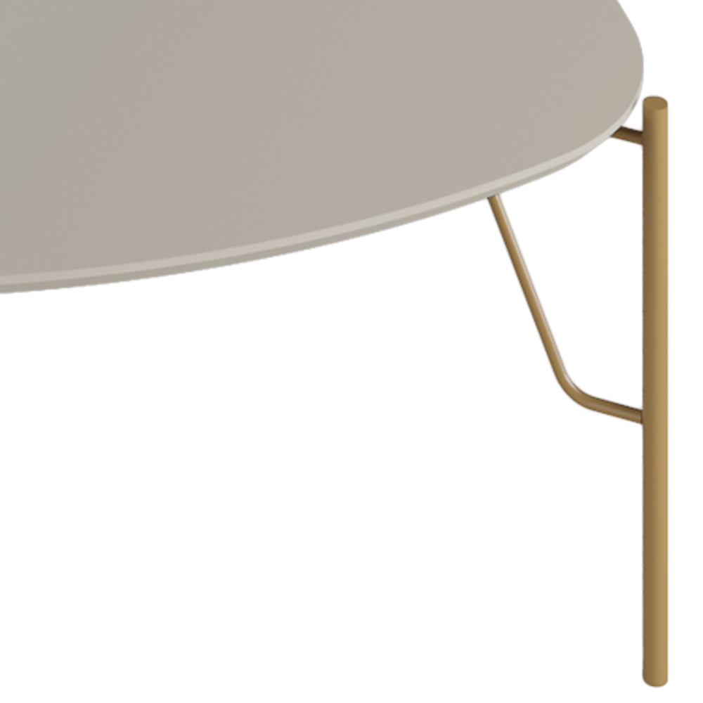 Mesa de Centro Para Sala de Estar Baixa Pés Industrial Dourado Alef I03 Grigio - Lyam Decor