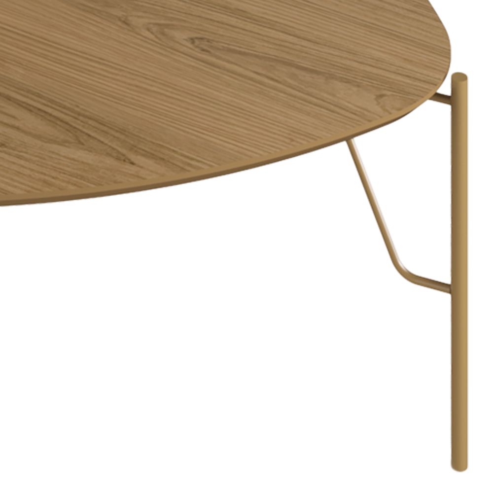 Mesa de Centro Para Sala de Estar Baixa Pés Industrial Dourado Alef I03 Louro - Lyam Decor