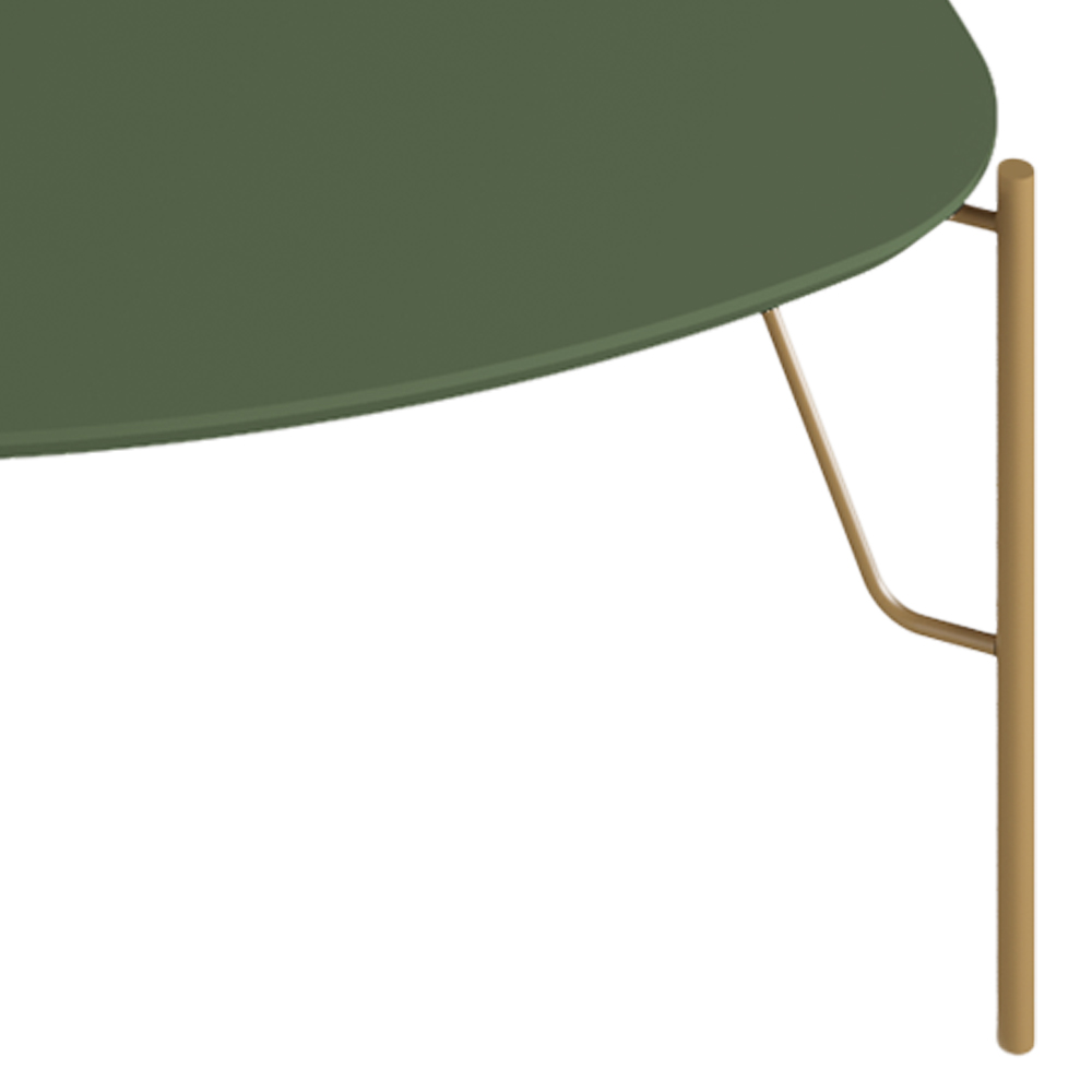Mesa de Centro Para Sala de Estar Baixa Pés Industrial Dourado Alef I03 Musgo - Lyam Decor