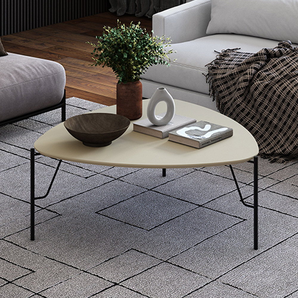 Mesa de Centro Para Sala de Estar Baixa Pés Industrial Preto Alef I03 Luna - Lyam Decor