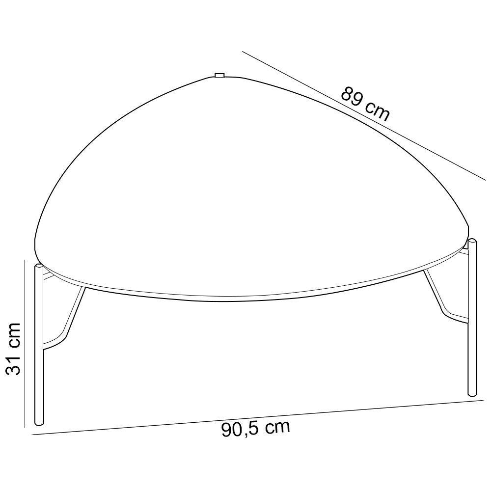 Mesa de Centro Para Sala de Estar Baixa Pés Industrial Preto Alef I03 Musgo - Lyam Decor