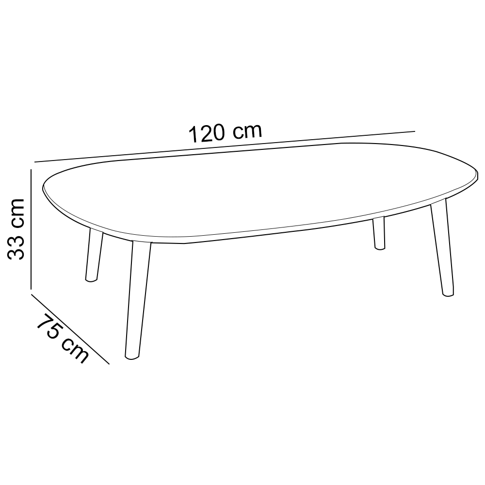 Mesa de Centro Para Sala de Estar Orgânica 90cm Cindy D03 Off White Freijó - Lyam Decor