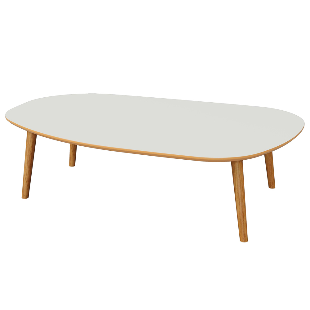 Mesa de Centro Para Sala de Estar Orgânica 90cm Cindy D03 Off White Freijó - Lyam Decor