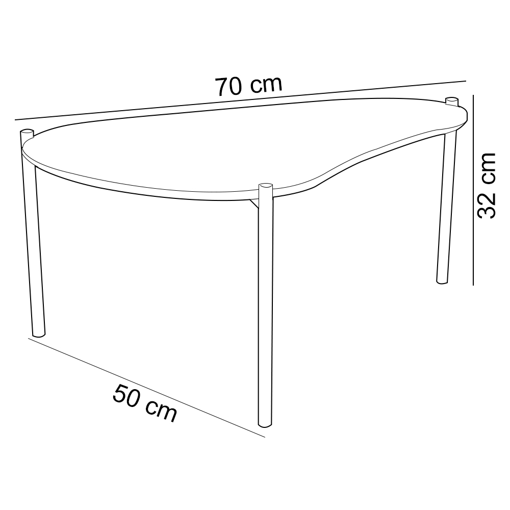 Mesa de Centro Para Sala de Estar Orgânica Industrial 70cm Hagar D03 Freijó - Lyam Decor