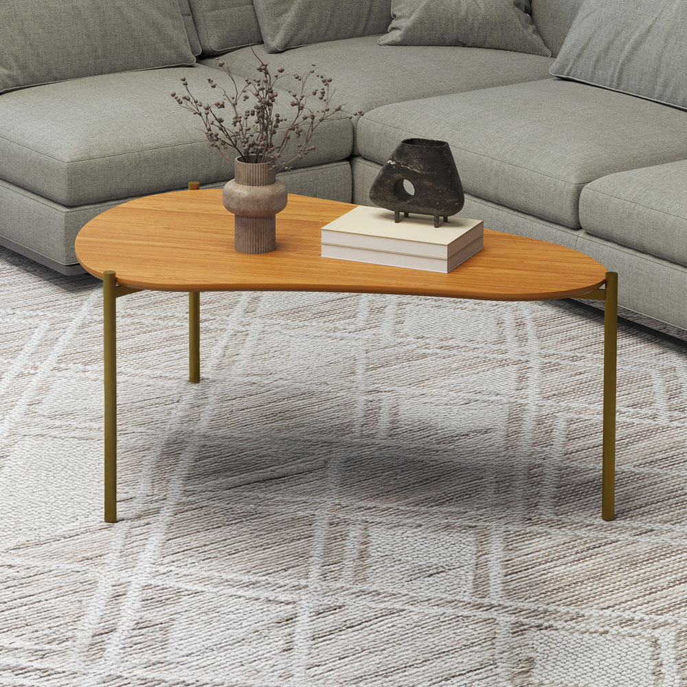 Mesa de Centro Para Sala de Estar Orgânica Industrial 90cm Hagar D03 Freijó - Lyam Decor