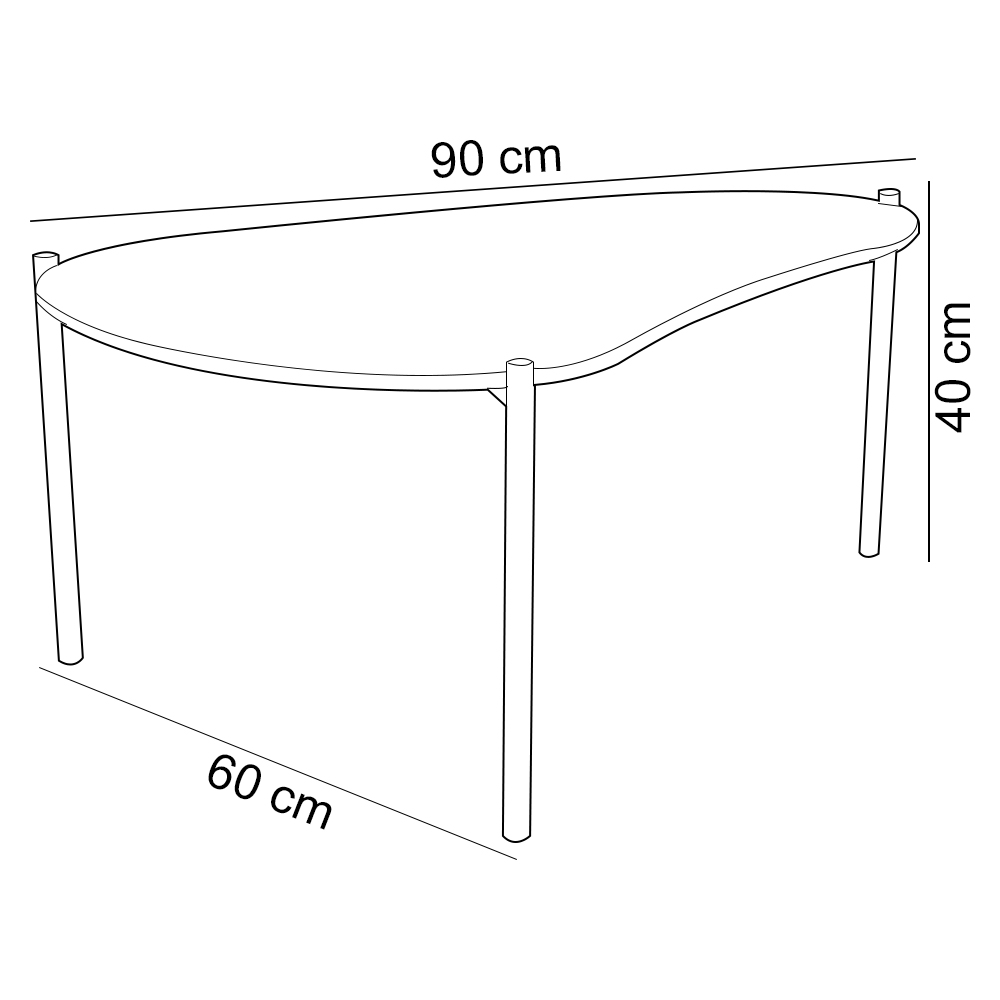 Mesa de Centro Para Sala de Estar Orgânica Industrial 90cm Hagar D03 Freijó - Lyam Decor