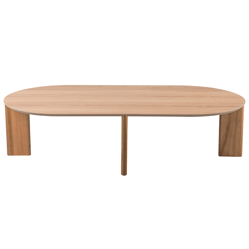Mesa de Centro Para Sala de Estar Oval Pés Madeira Bulat A03 Hanover Roble - Lyam Decor