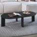 Mesa de Centro Para Sala de Estar Oval Pés Madeira Bulat A03 Nero Preto - Lyam Decor