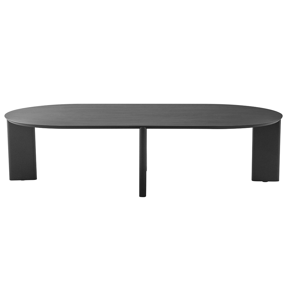 Mesa de Centro Para Sala de Estar Oval Pés Madeira Bulat A03 Nero Preto - Lyam Decor