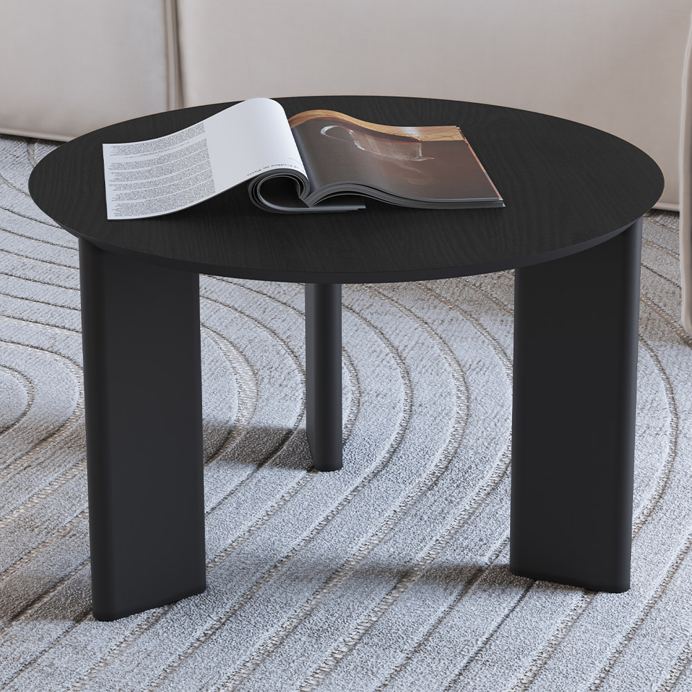 Mesa de Centro Para Sala de Estar Pés Madeira Alta Bulat A03 Nero Preto - Lyam Decor