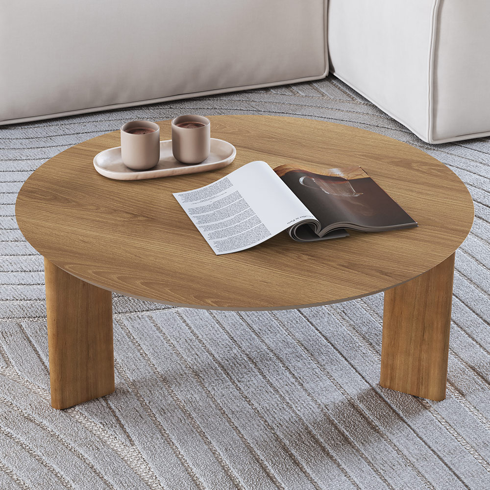 Mesa de Centro Para Sala de Estar Pés Madeira Baixa Bulat A03 Hanover Roble - Lyam Decor