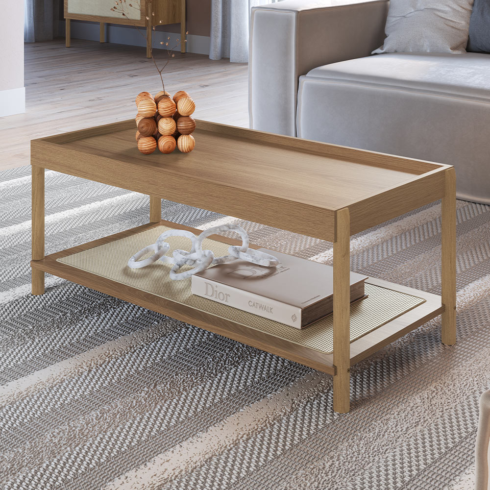 Mesa de Centro Para Sala de Estar Pés Madeira Moss A03 Hanover Roble - Lyam Decor