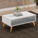 Mesa de Centro Para Sala de Estar Pés Palito Cannes L03 Branco - Lyam Decor