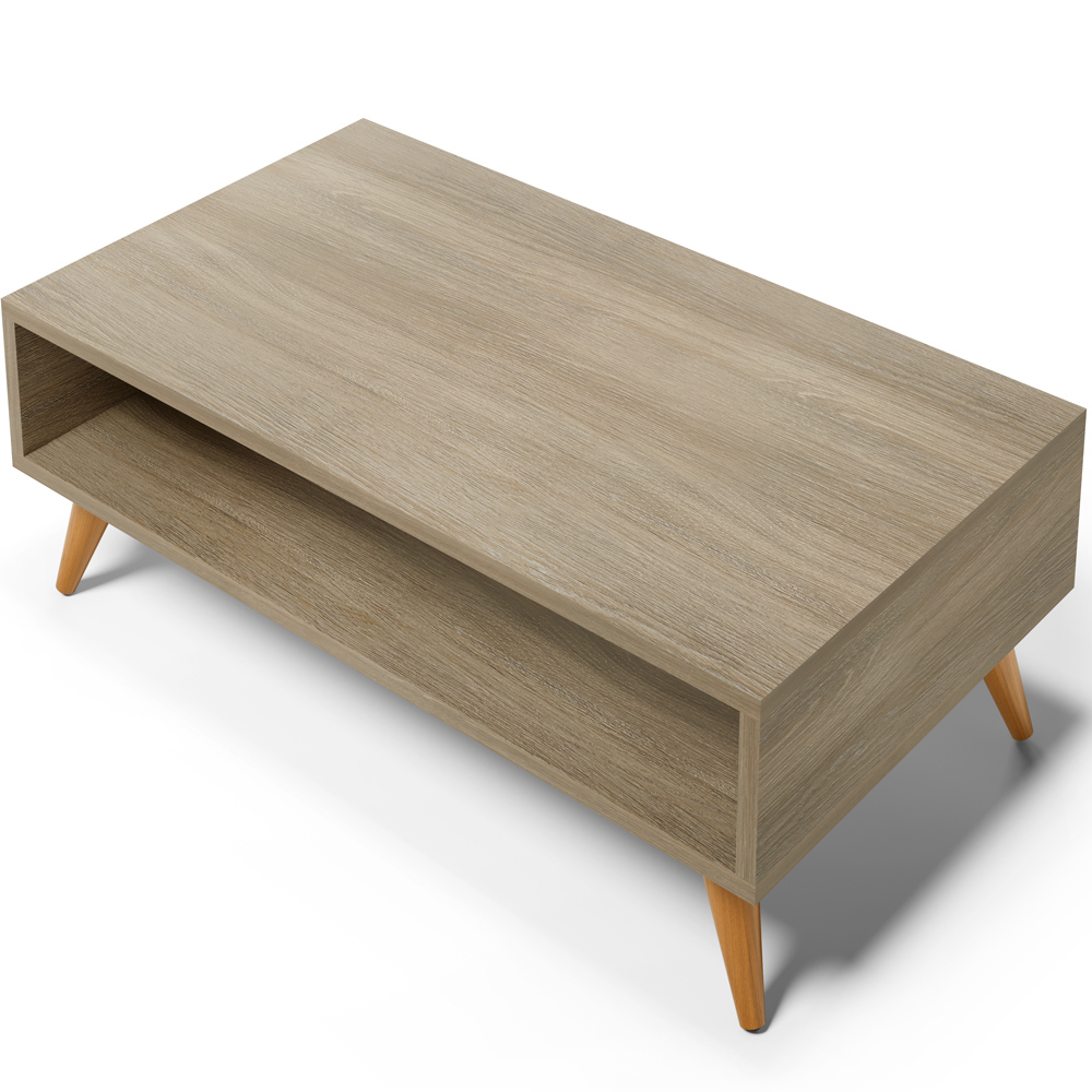 Mesa de Centro Para Sala de Estar Pés Palito Cannes L03 Castanho - Lyam Decor
