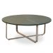 Mesa de Centro Redonda Alta Para Sala Pés Industrial Amin L06 Couro Verde - Lyam Decor