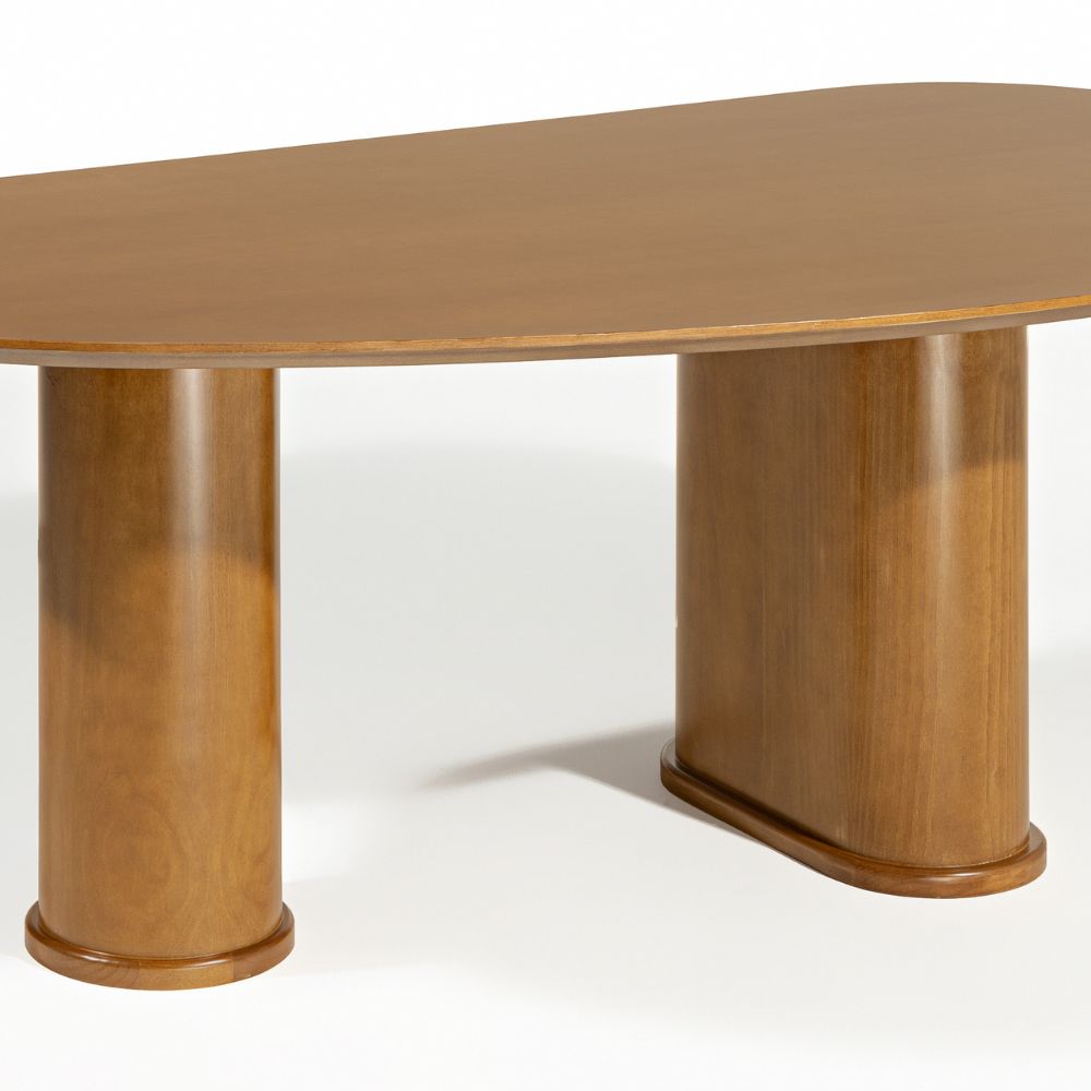 Mesa de Jantar 6 Lugares Orgânica Ourense 180x100 cm Madeira Maciça M04 Castanho - Lyam Decor
