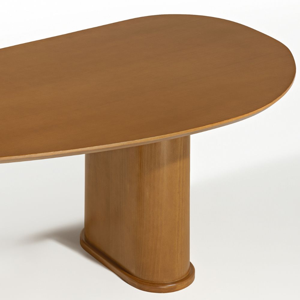 Mesa de Jantar 6 Lugares Orgânica Ourense 180x100 cm Madeira Maciça M04 Castanho - Lyam Decor