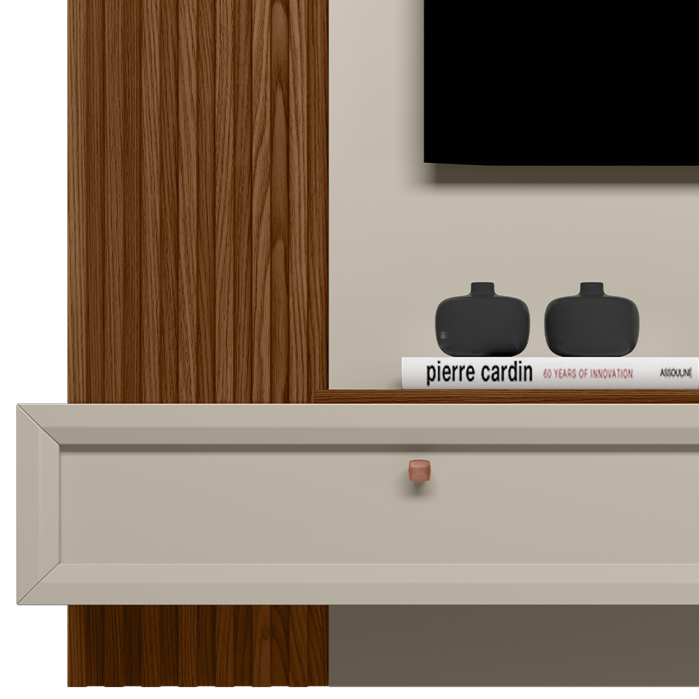 Painel Para TV 55 Pol Com Bancada Suspensa Sollare L05 Freijó Off White - Lyam Decor