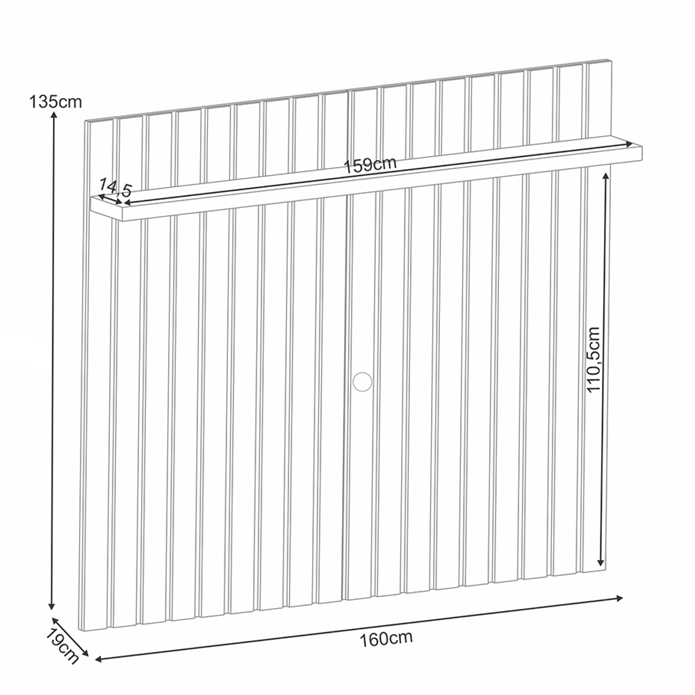 Painel Para TV 60 Pol Ripado 160cm Conect B01 Castanho - Lyam Decor