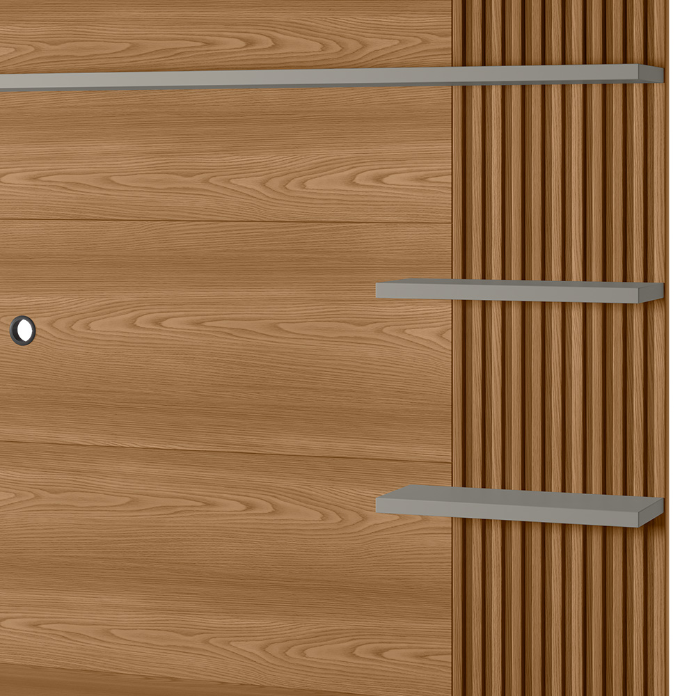 Painel Para TV 65 Pol Com Bancada Suspensa Zemo L05 Amêndoa Titanio - Lyam Decor