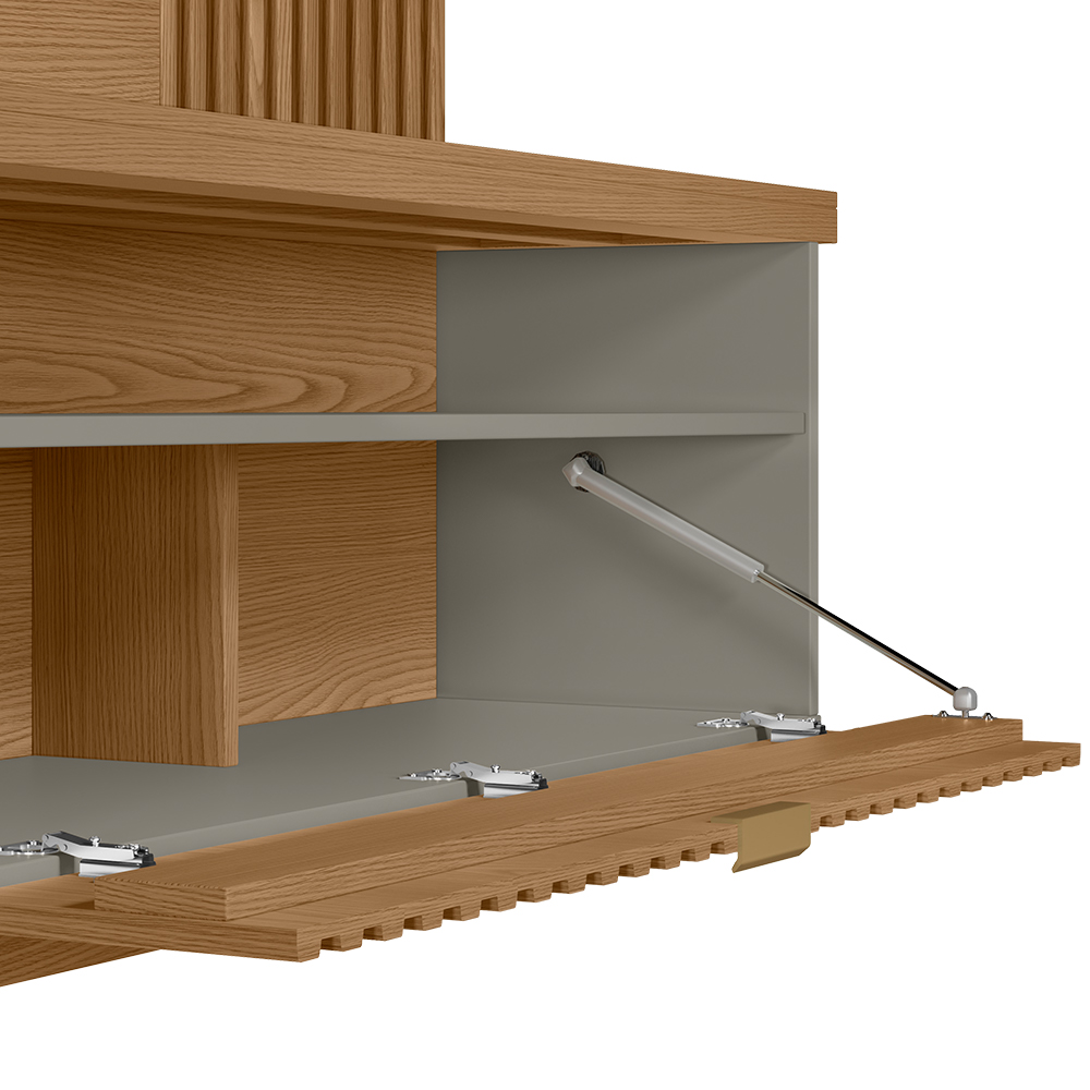Painel Para TV 65 Pol Com Bancada Suspensa Zemo L05 Amêndoa Titanio - Lyam Decor