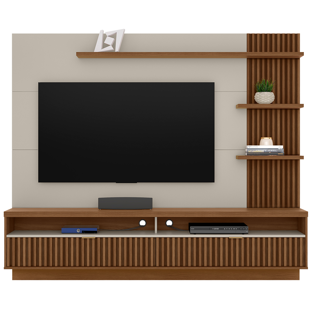 Painel Para TV 65 Pol Com Bancada Suspensa Zemo L05 Freijó Off White - Lyam Decor