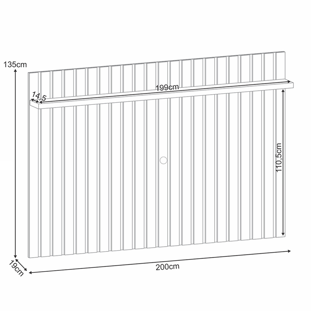 Painel Para TV 70 Pol Ripado 200cm Conect B01 Castanho - Lyam Decor