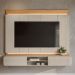 Painel Para TV 75 Pol Com Bancada Suspensa Suíça L05 Tauari Off White Brilho - Lyam Decor