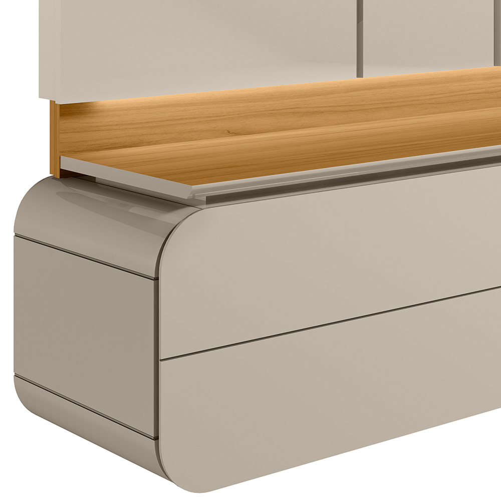 Painel Para TV 75 Pol Com Bancada Suspensa Suíça L05 Tauari Off White Brilho - Lyam Decor