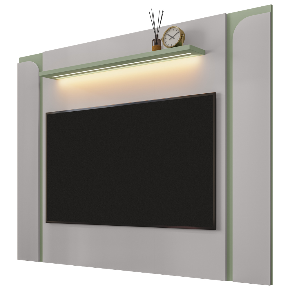 Painel Para TV 75 Pol Com LED 180cm Maresca B02 Off White Pistache - Lyam Decor