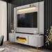 Painel Para TV 75 Pol Com LED 180cm Maresca B02 Off White Pistache - Lyam Decor