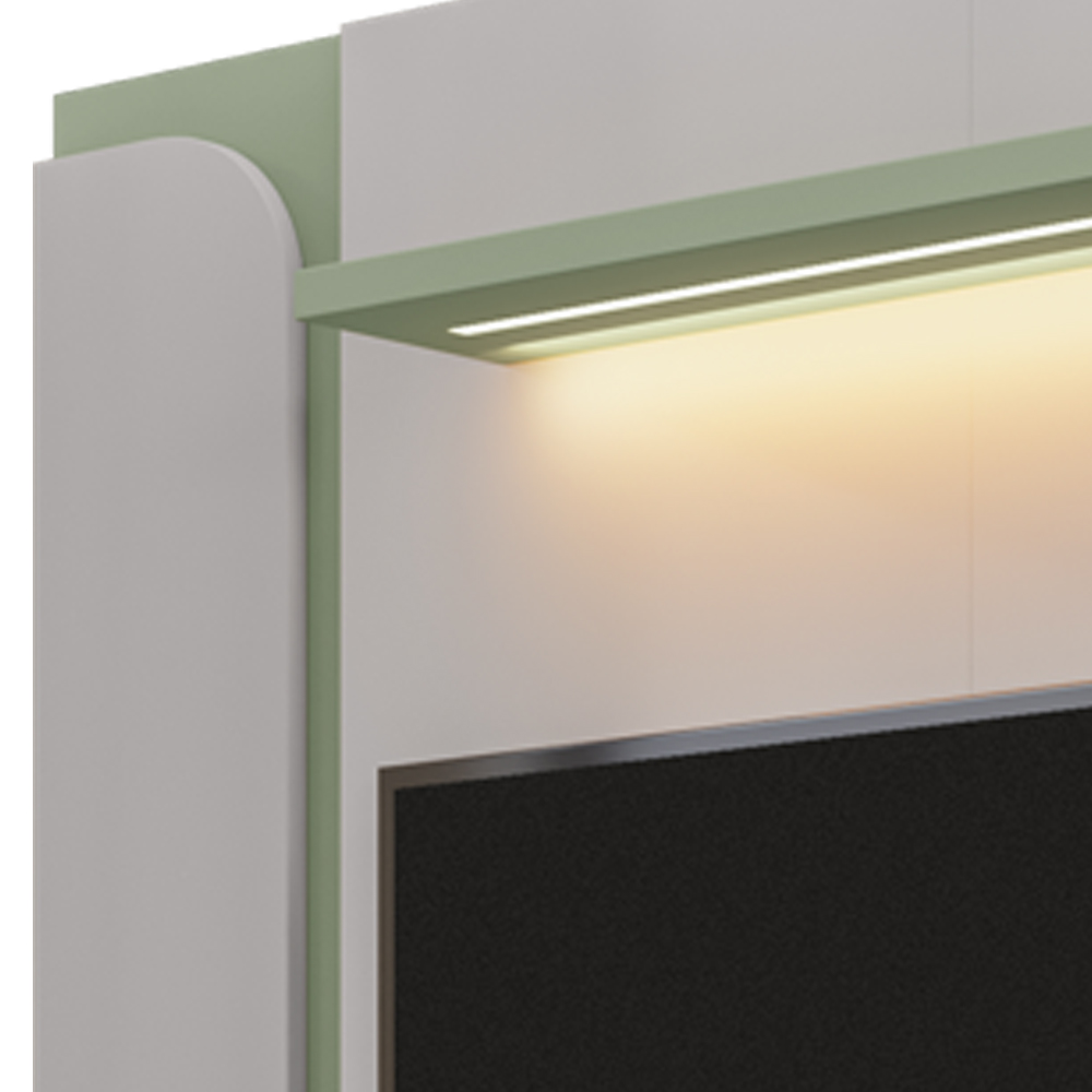 Painel Para TV 75 Pol Com LED 180cm Maresca B02 Off White Pistache - Lyam Decor