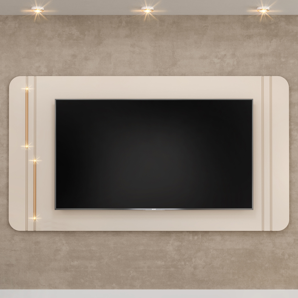 Painel Para TV 75 Pol Com LED Orgânico Harper D05 Off White - Lyam Decor