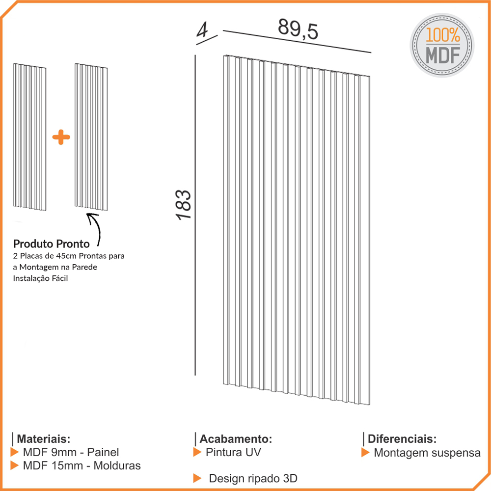 Painel Ripado de Madeira Para Sala Quarto 89x183cm Bairon D03 Fendi - Lyam Decor