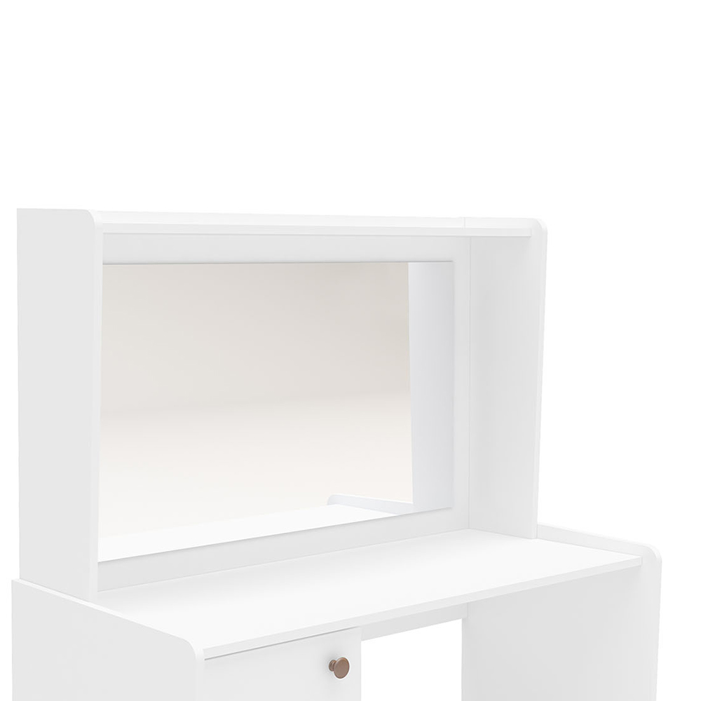 Penteadeira Camarim Com Espelho 01 Porta 02 Gavetas Luisiana P01 Branco Pés Palito - Lyam Decor