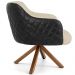 Poltrona Base Giratória de Madeira Jade D02 Linho Bege C-129 Tressê Corano Preto - Lyam Decor