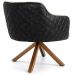 Poltrona Base Giratória de Madeira Jade D02 Linho Bege C-129 Tressê Corano Preto - Lyam Decor