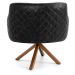 Poltrona Base Giratória de Madeira Jade D02 Linho Cinza C-416 Tressê Corano Preto - Lyam Decor