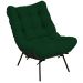 Poltrona Costela Preto L02 com Puff Sala de Estar Suede Verde Musgo - Lyam Decor