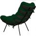 Poltrona Costela Preto L02 com Puff Sala de Estar Suede Verde Musgo - Lyam Decor