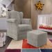 Poltrona De Amamentação Com Balanço E Puff Elisa P02 Bouclê Bege - Lyam Decor