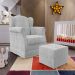 Poltrona De Amamentação Com Balanço E Puff Elisa P02 Bouclê Cinza - Lyam Decor