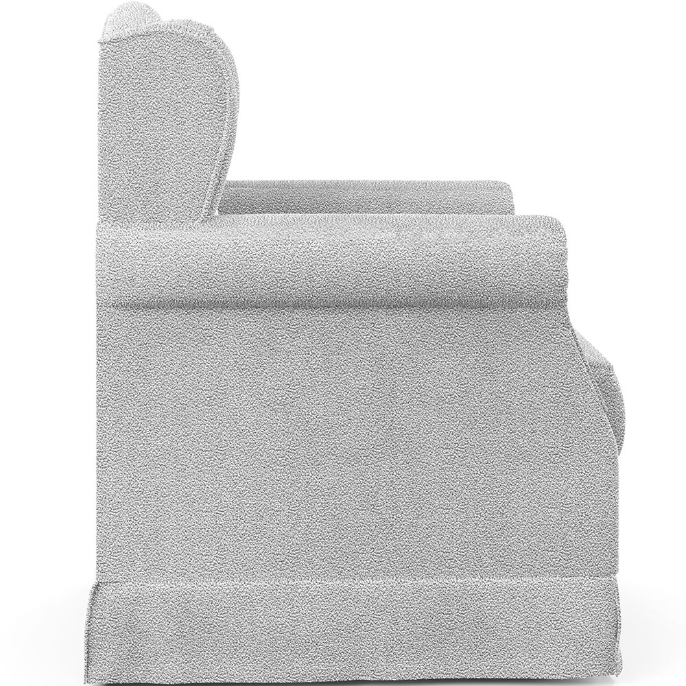 Poltrona De Amamentação Com Balanço E Puff Elisa P02 Bouclê Cinza - Lyam Decor