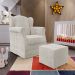 Poltrona De Amamentação Com Balanço E Puff Elisa P02 Bouclê Creme - Lyam Decor