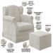 Poltrona De Amamentação Com Balanço E Puff Elisa P02 Bouclê Creme - Lyam Decor