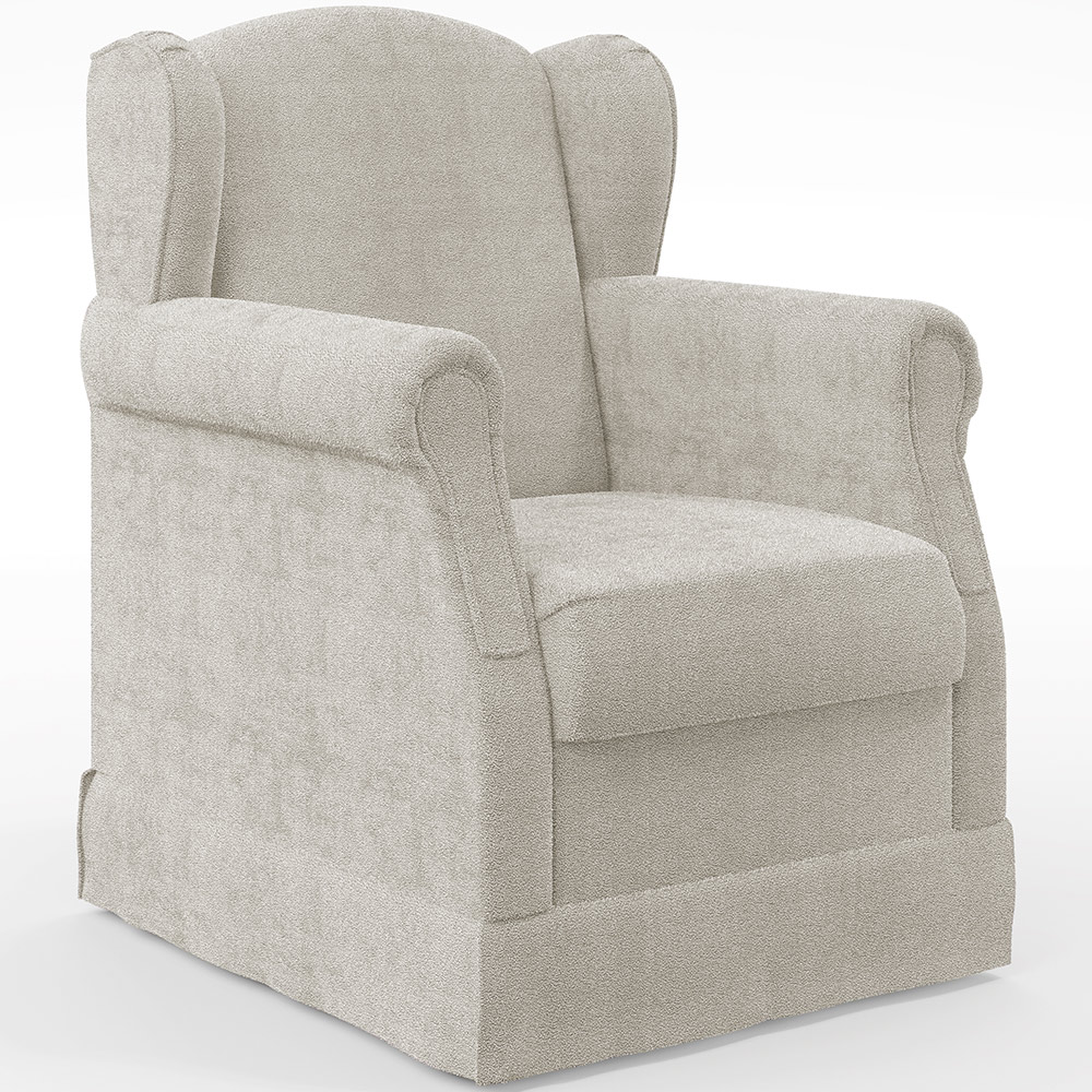 Poltrona De Amamentação Com Balanço E Puff Elisa P02 Bouclê Creme - Lyam Decor
