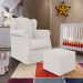 Poltrona De Amamentação Com Balanço E Puff Elisa P02 Bouclê Cru  - Lyam Decor