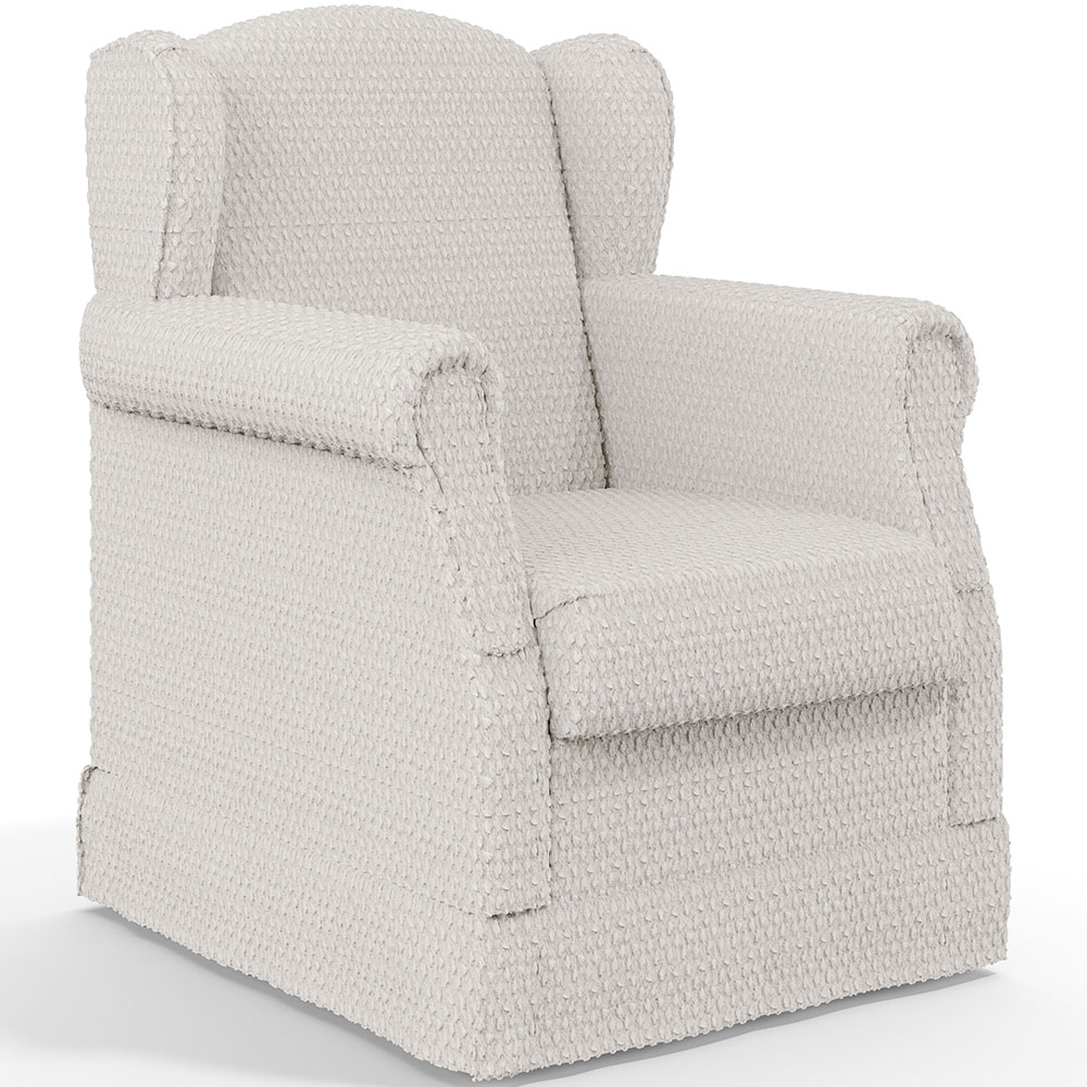 Poltrona De Amamentação Com Balanço E Puff Elisa P02 Bouclê Cru  - Lyam Decor