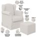 Poltrona De Amamentação Com Balanço E Puff Elisa P02 Bouclê Cru  - Lyam Decor